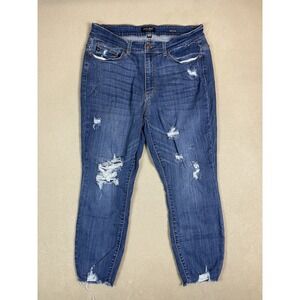 Judy Blue Jeans Womens 18W Blue Skinny Fit Distressed Stretch Denim Adult
